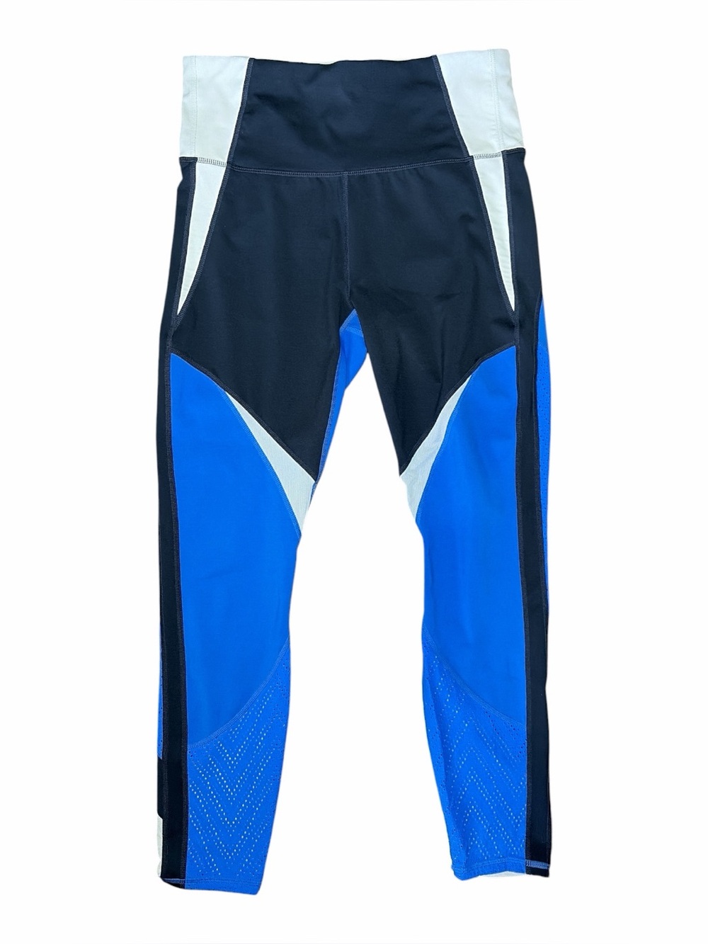 Women’s Size M Navy, Royal Blue and White High Rise Precision 7/8th Leggings
